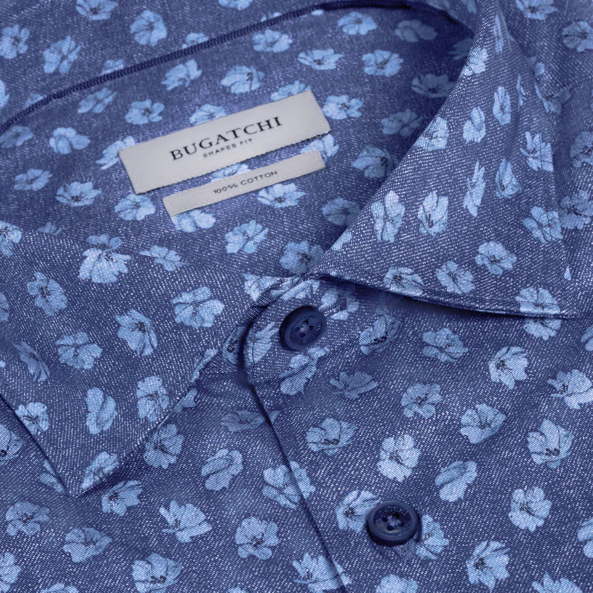 bugatchi shaped fit dress shirt Orson Solid Linen Short-Sleeve Shirt NAVY / XXL
