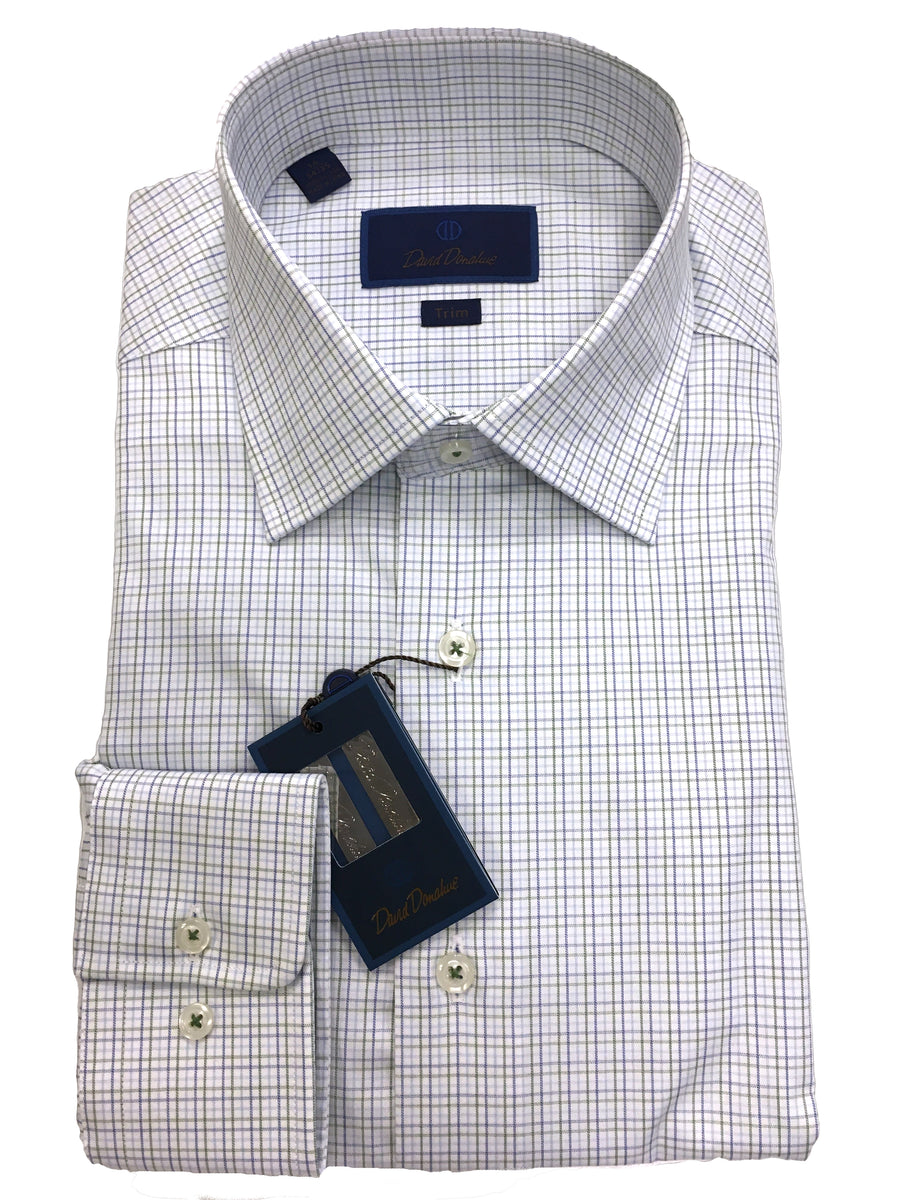 David Donahue Graph Check Dress Shirt Trim Fit