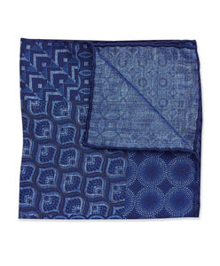 Blue pocket square  in geometric patterns