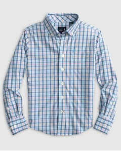 Blue checkered sport shirt long sleeve light and dark blue