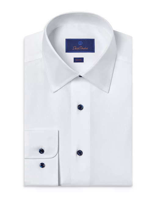 David Donahue Super Fine Twill Dress Shirt Slim Fit | White