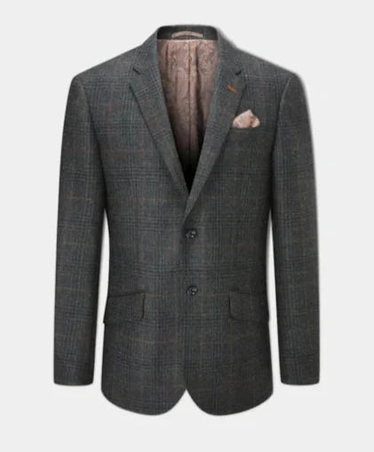 Alan Paine Surrey Tweed Lined Blazer (Green Check)