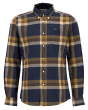 Barbour soft cotton long-sleeve plaid shirt in navy and brown