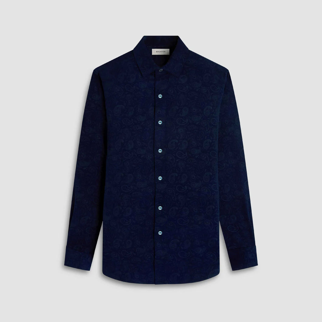 Bugatchi Axel Pinwale Paisley Shirt