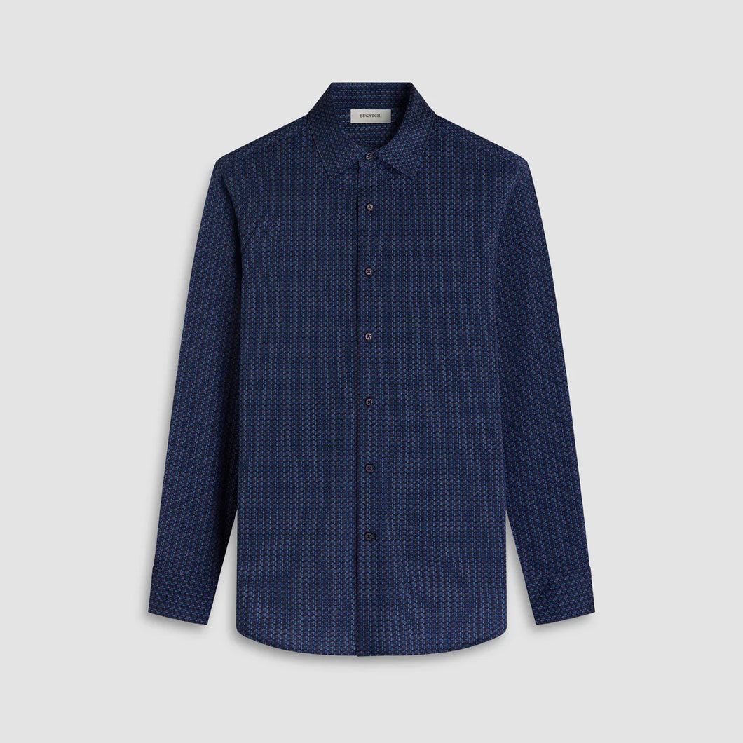Bugatchi James Tech Check Shirt (Eggplant)
