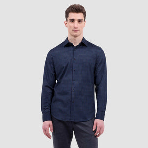 Bugatchi James Tech Check Shirt (Eggplant)