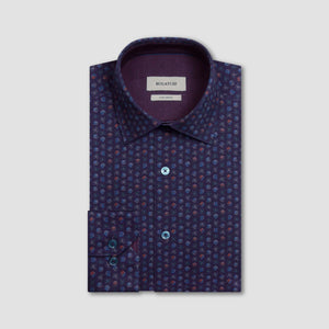 Bugatchi Jimmy Double Sided Floral Cotton Shirt (Eggplant)