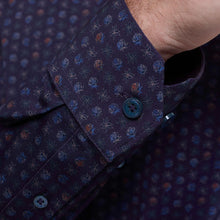 Bugatchi Jimmy Double Sided Floral Cotton Shirt (Eggplant)