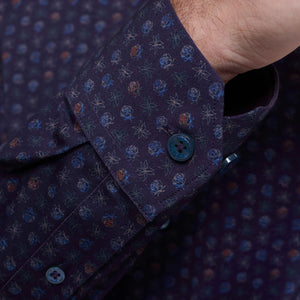 Bugatchi Jimmy Double Sided Floral Cotton Shirt (Eggplant)