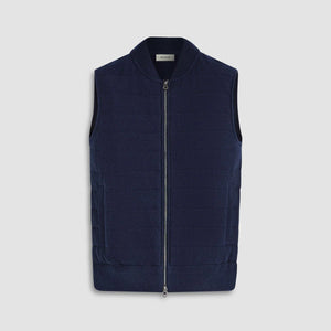 Bugatchi Melange Quilted Sweater Vest (Navy)