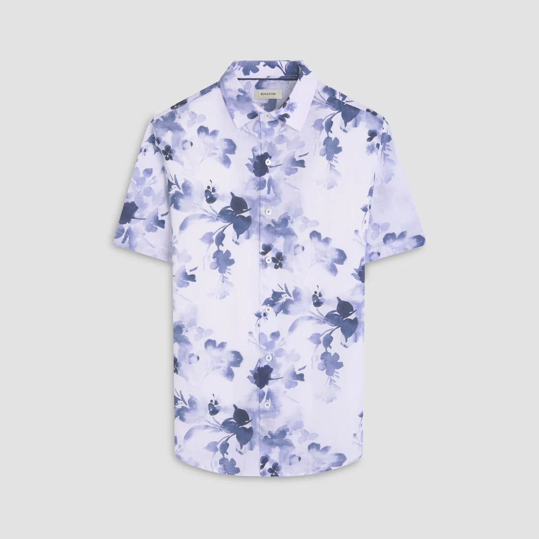 Bugatchi Orson Linen Floral Shirt (Steel)