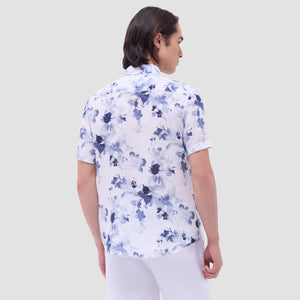 Bugatchi Orson Linen Floral Shirt (Steel)