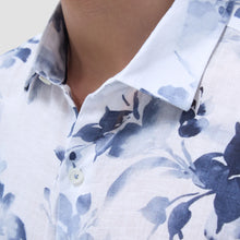Bugatchi Orson Linen Floral Shirt (Steel)