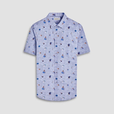 Bugatchi Orson Striped Floral Short-Sleeve Shirt