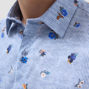 Bugatchi Orson Striped Floral Short-Sleeve Shirt