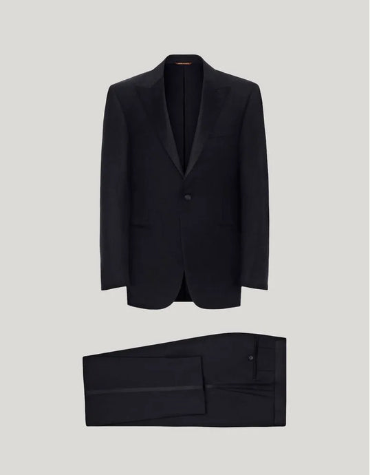 Canali Black Wool Tuxedo with Peak Lapels