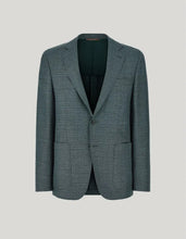 Green checkered blazer on a light gray background