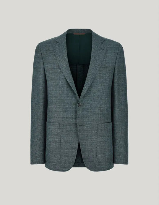 Green checkered blazer on a light gray background