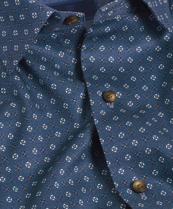 David Donahue Blue Geometric Print Sport Shirt