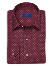 David Donahue Merlot Micro Print Sport Shirt