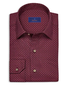 David Donahue Merlot Micro Print Sport Shirt
