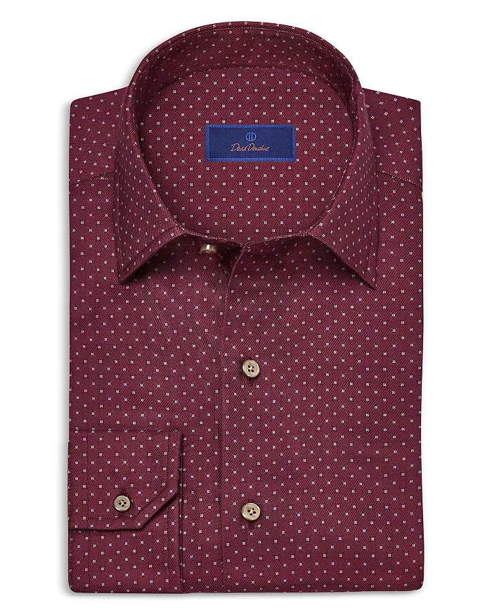 David Donahue Merlot Micro Print Sport Shirt