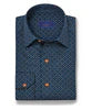 David Donahue Navy Micro Geometric Sport Shirt
