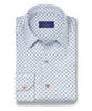 David Donahue White & Blue Geometric Sport Shirt