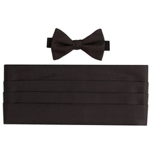David Donahue Faille Pre-tied Bow Tie & Cummerbund Set | Black