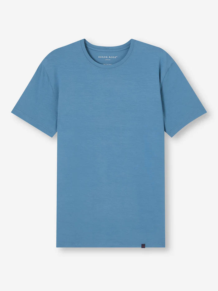 Derek Rose Basel Micro Modal Stretch Tee (Steel Blue)