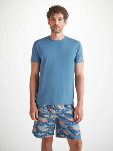 Derek Rose Basel Micro Modal Stretch Tee (Steel Blue)