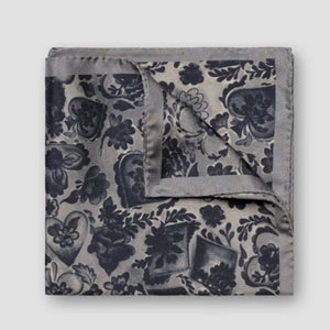 Eton Dark Blue Floral Silk Pocket Square