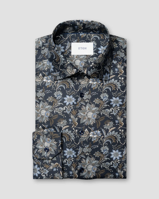 Eton Floral Print Signature Twill Shirt (Contemporary Fit)