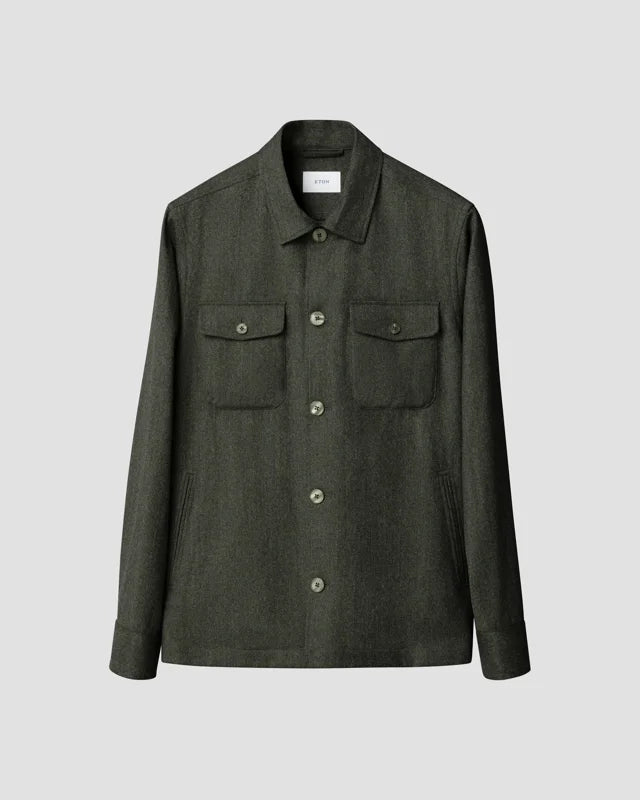 Eton Four Pocket Merino Wool Overshirt (Green)