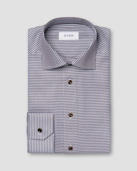 Eton Houndstooth Signature Twill Shirt (Contemporary Fi
