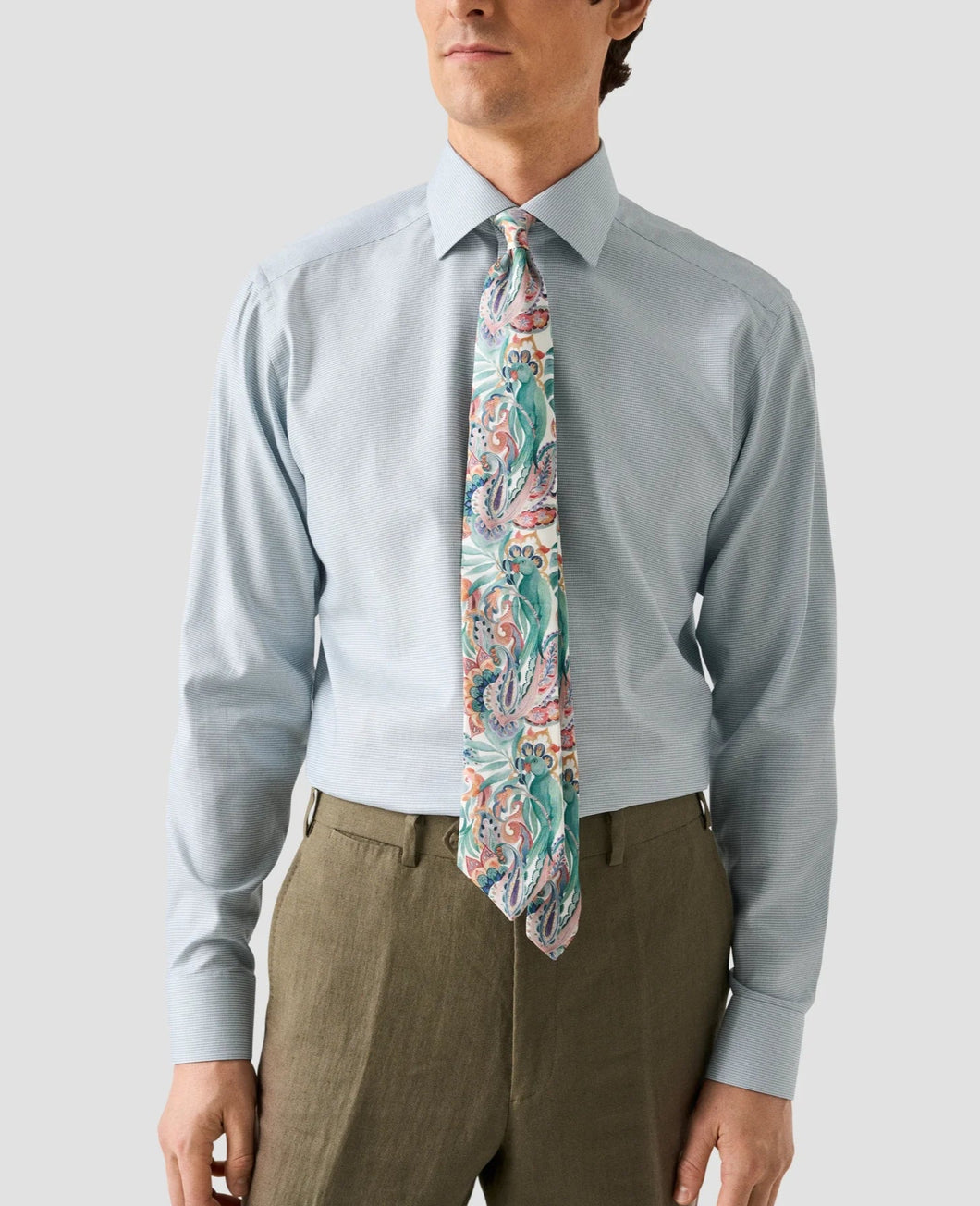 Eton Green Semi Solid Effect Dobby Shirt (Contemporary