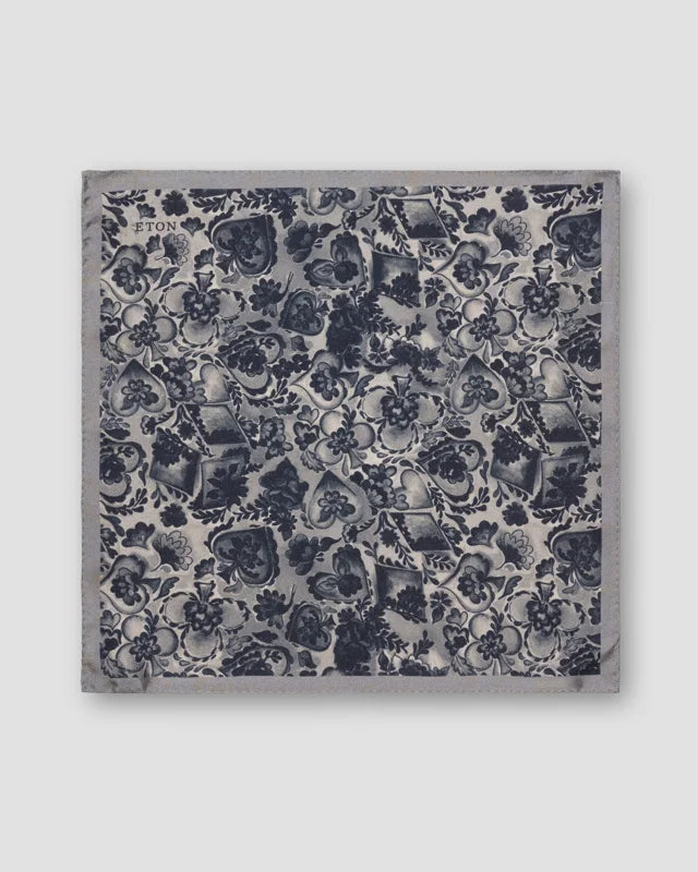 Eton Motif Silk Pocket Square (Blue)