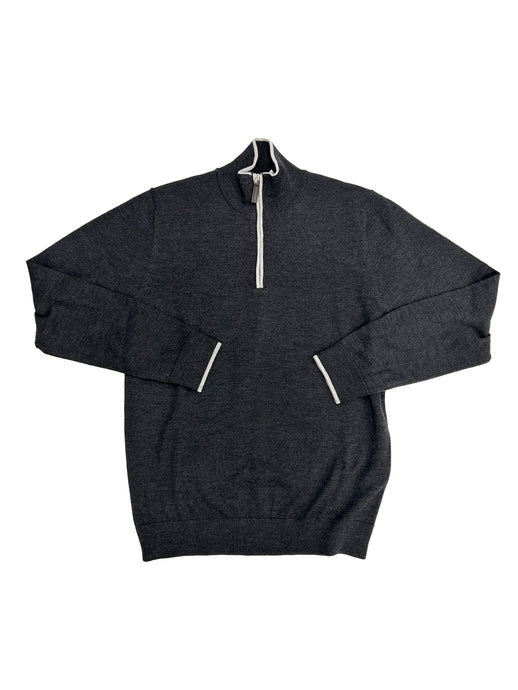 Hagen Merino Quarter Zip Sweater (Black/Grey)