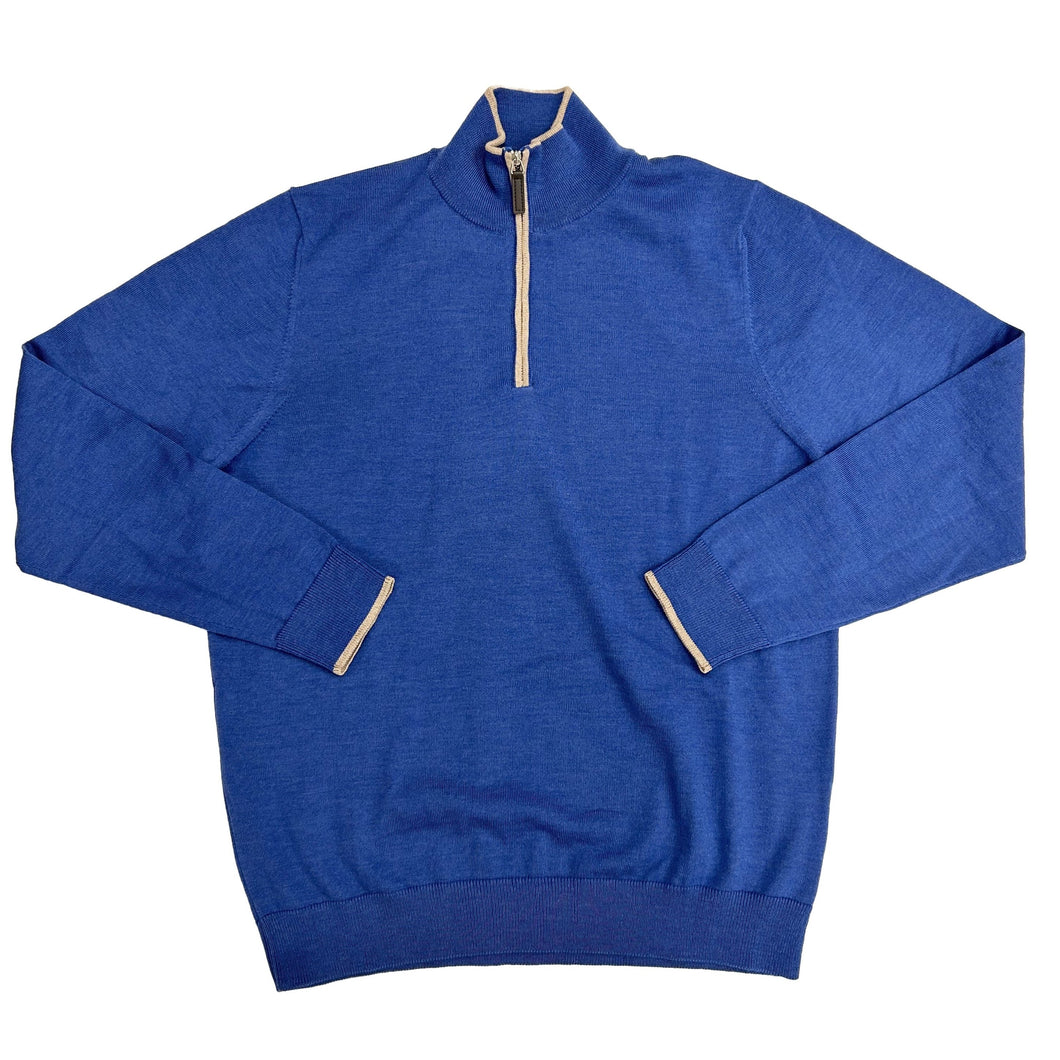 Hagen Merino Quarter Zip Sweater (Ocean)