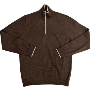 Hagen Merino Quarter Zip Sweater (Espresso)
