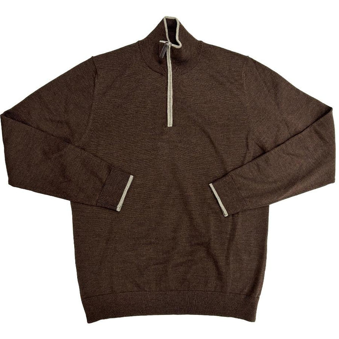 Hagen Merino Quarter Zip Sweater (Espresso)
