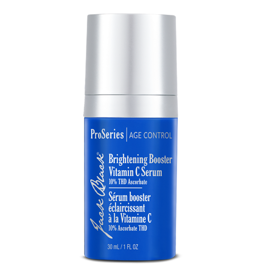 Blue skincare serum bottle with silver cap on a white background