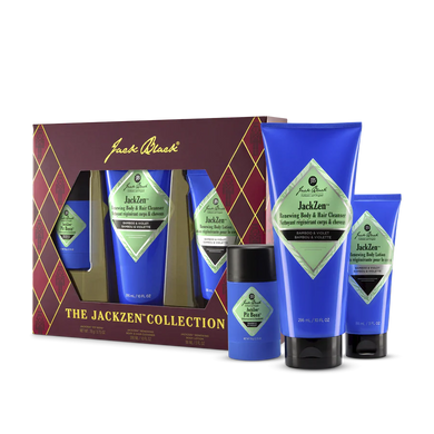 Jackzен skincare product set with packaging on a white background