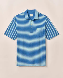 Johnnie-O Matthis Striped Original 4 Button Polo (Deep Ocean