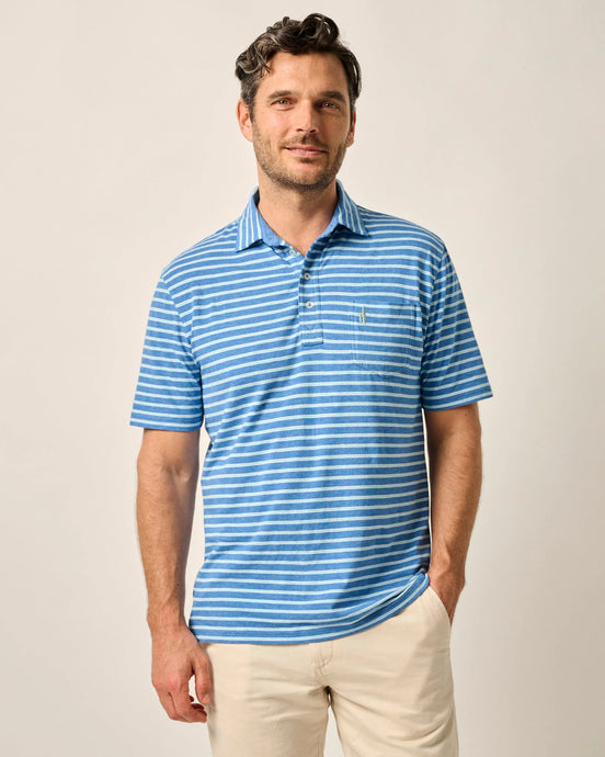 Johnnie-O Matthis Striped Original 4 Button Polo (Deep Ocean