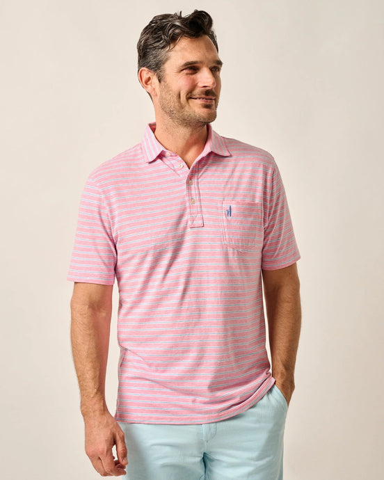 Johnnie-O Matthis Striped Original 4 Button Polo (Petal)