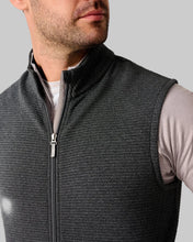 close up of dark grey ribbed knit vest