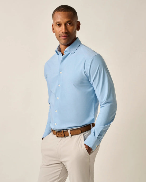 Johnnie-O Travis Performance Button Up Shirt (Laguna Blue)