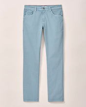 Light blue jeans on a light gray background