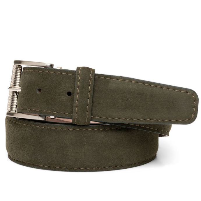 LEN Alcantara Border Stitched Belt (Dark Olive)